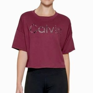 CK Calvin Klein Performance Crop Logo Tee Top New NWT